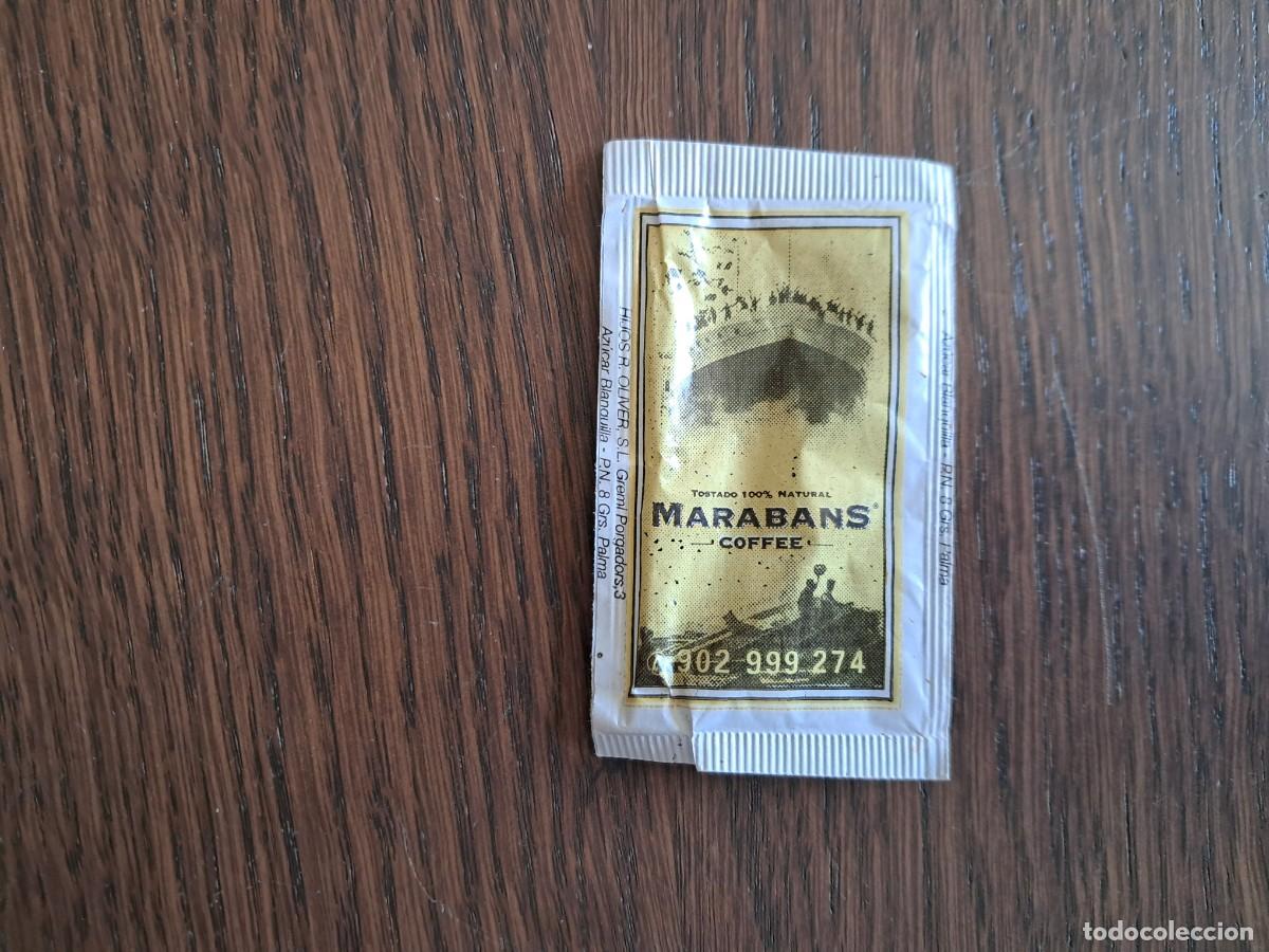 Sobres de az&uacute;car de colecci&oacute;n: sobre de az&uacute;car vac&iacute;o, caf&eacute; Marabans.