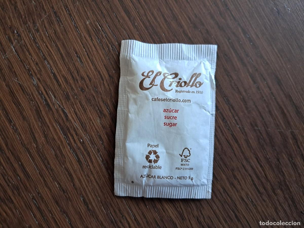 Sobres de az&uacute;car de colecci&oacute;n: sobre de az&uacute;car vac&iacute;o, caf&eacute;s el criollo.