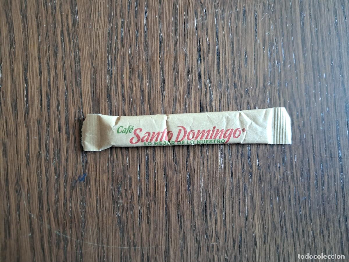 Sobres de az&uacute;car de colecci&oacute;n: sobre de az&uacute;car vac&iacute;o, caf&eacute; Santo Domingo.