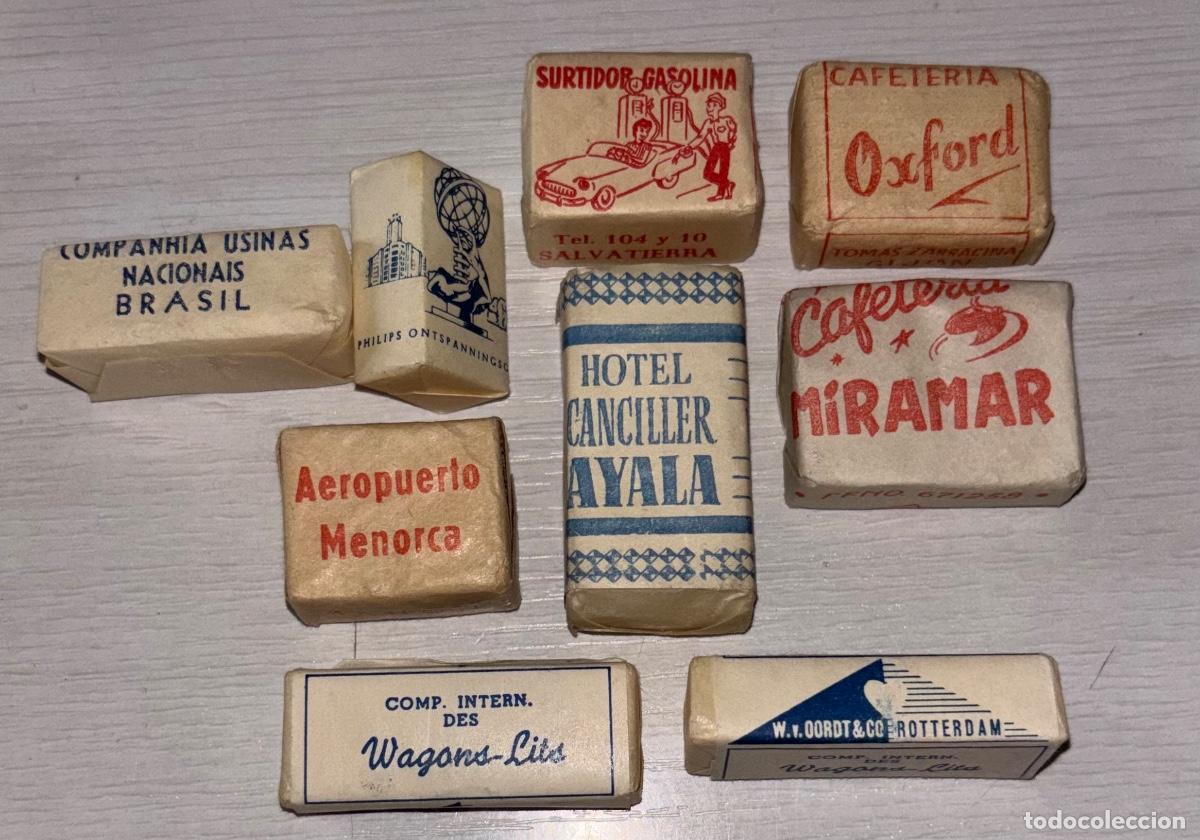Sobres de az&uacute;car de colecci&oacute;n: Lote de 127 terrones de az&uacute;car antiguos de los a&ntilde;os 50. Colecci&oacute;n familiar.