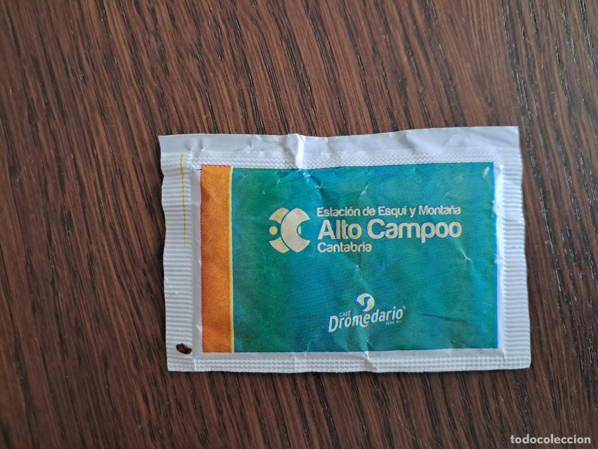Sobres de az&uacute;car de colecci&oacute;n: sobre de az&uacute;car vac&iacute;o publicitario, Cantabria infinita, estaci&oacute;n esqu&iacute; Alto Campoo.Caf&eacute;s dromedario.