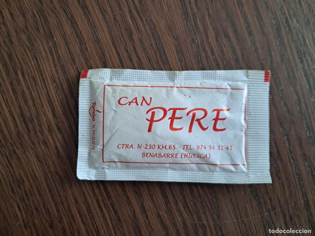 Sobres de az&uacute;car de colecci&oacute;n: sobre de az&uacute;car vac&iacute;o publicitario, restaurante Can Pere, Benabarre. Huesca.