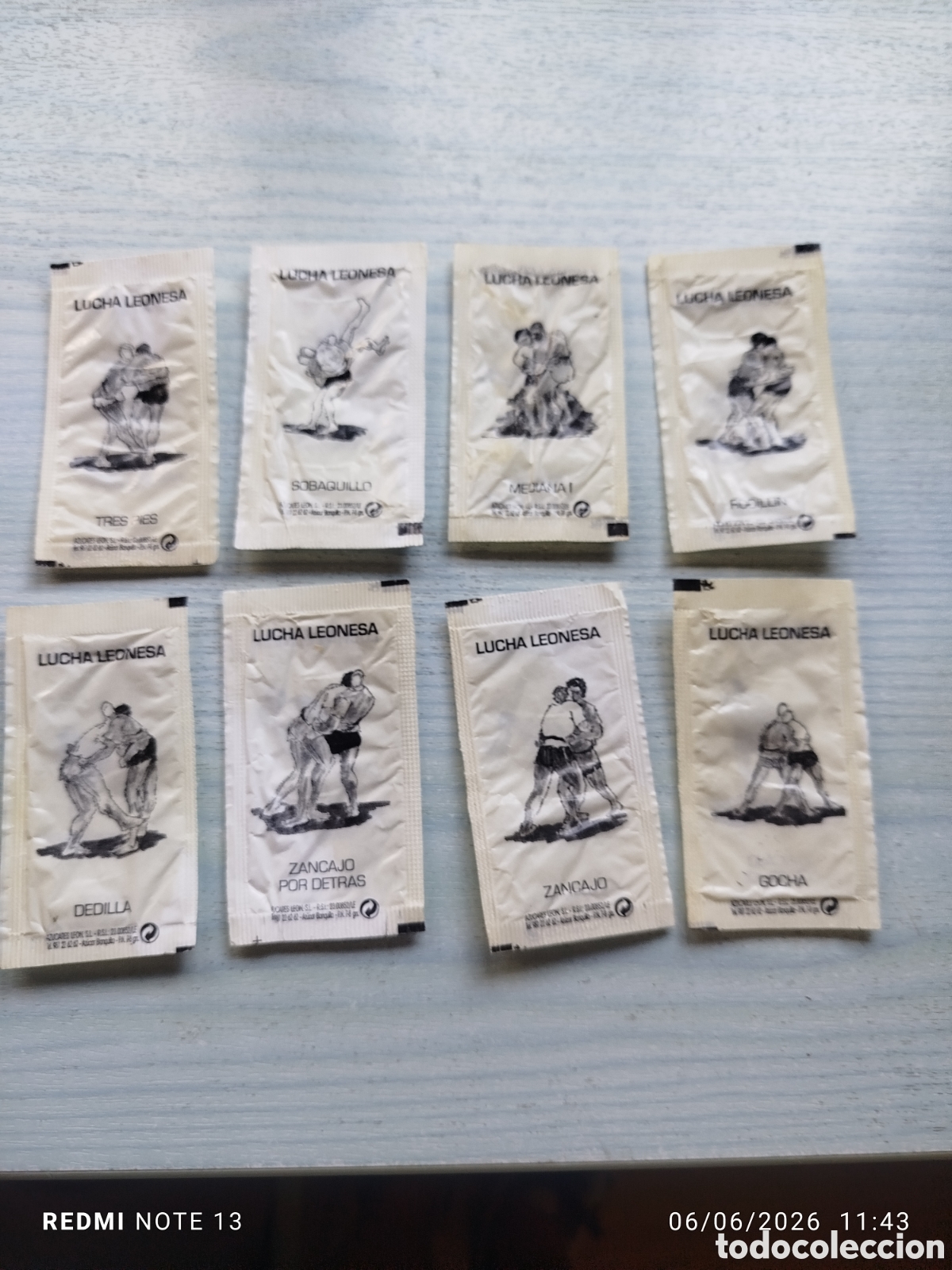 Sobres de az&uacute;car de colecci&oacute;n: Sobres azucarillos lucha leonesa 8 doble cara