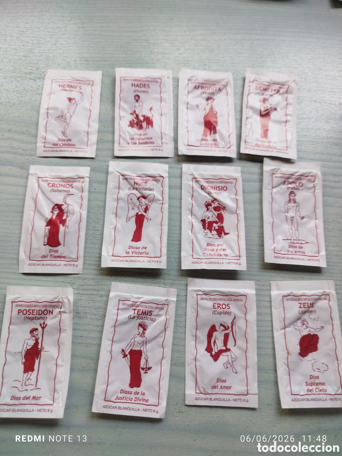 Sobres de az&uacute;car de colecci&oacute;n: Azucarillos doses mitol&oacute;gicos completa