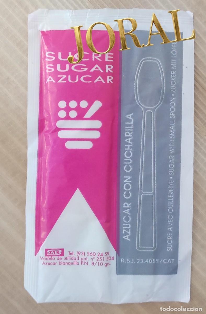 Sobres de az&uacute;car de colecci&oacute;n: Antiguo Azucarillo Gen&eacute;rico SAES - Az&uacute;car con Cucharilla Patentada - Rosa y Gris - Lleno