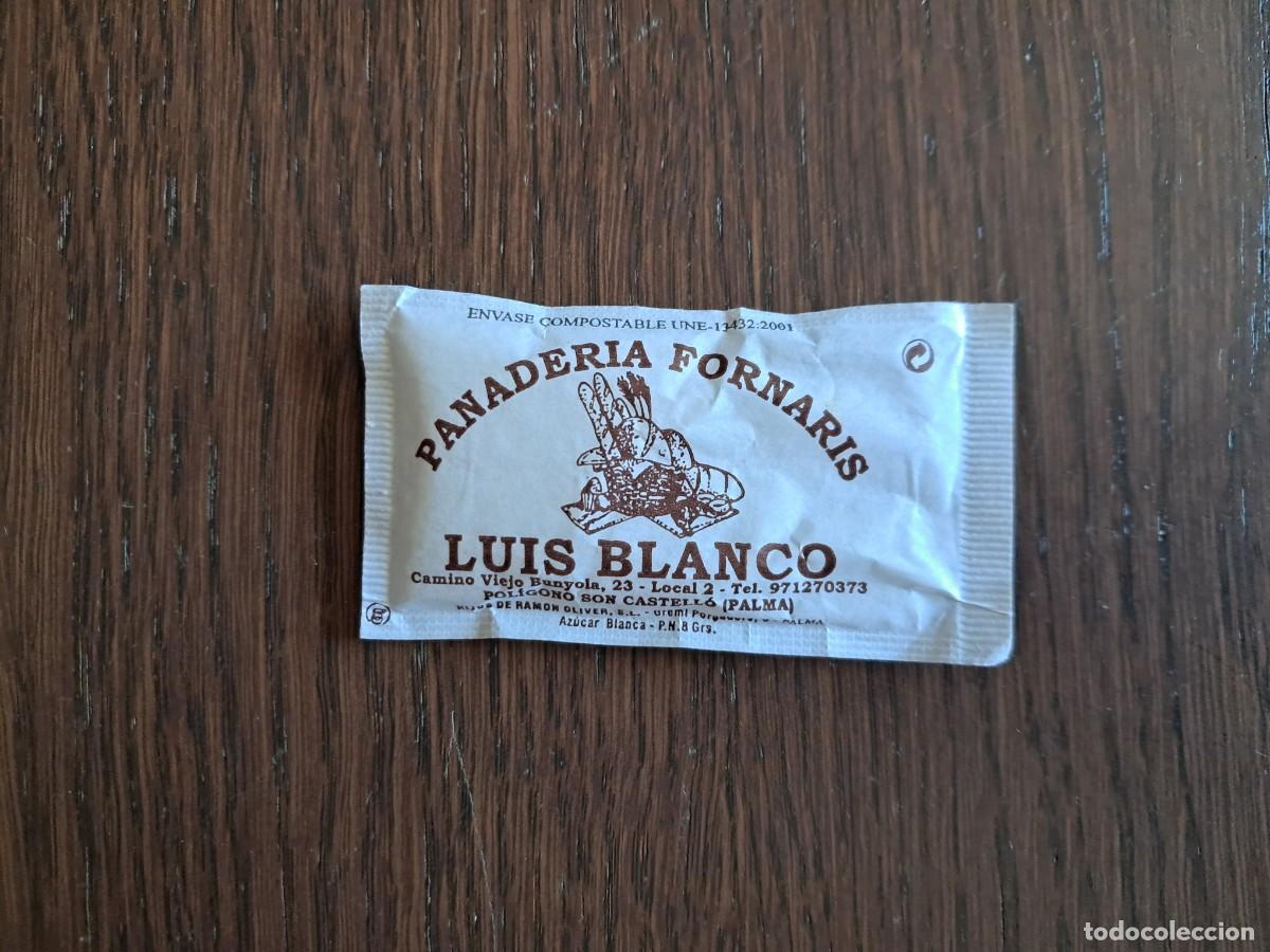 Sobres de az&uacute;car de colecci&oacute;n: sobre de az&uacute;car vac&iacute;o publicitario, Panader&iacute;a Fornaris, Luis Blanco. Palma de Mallorca.