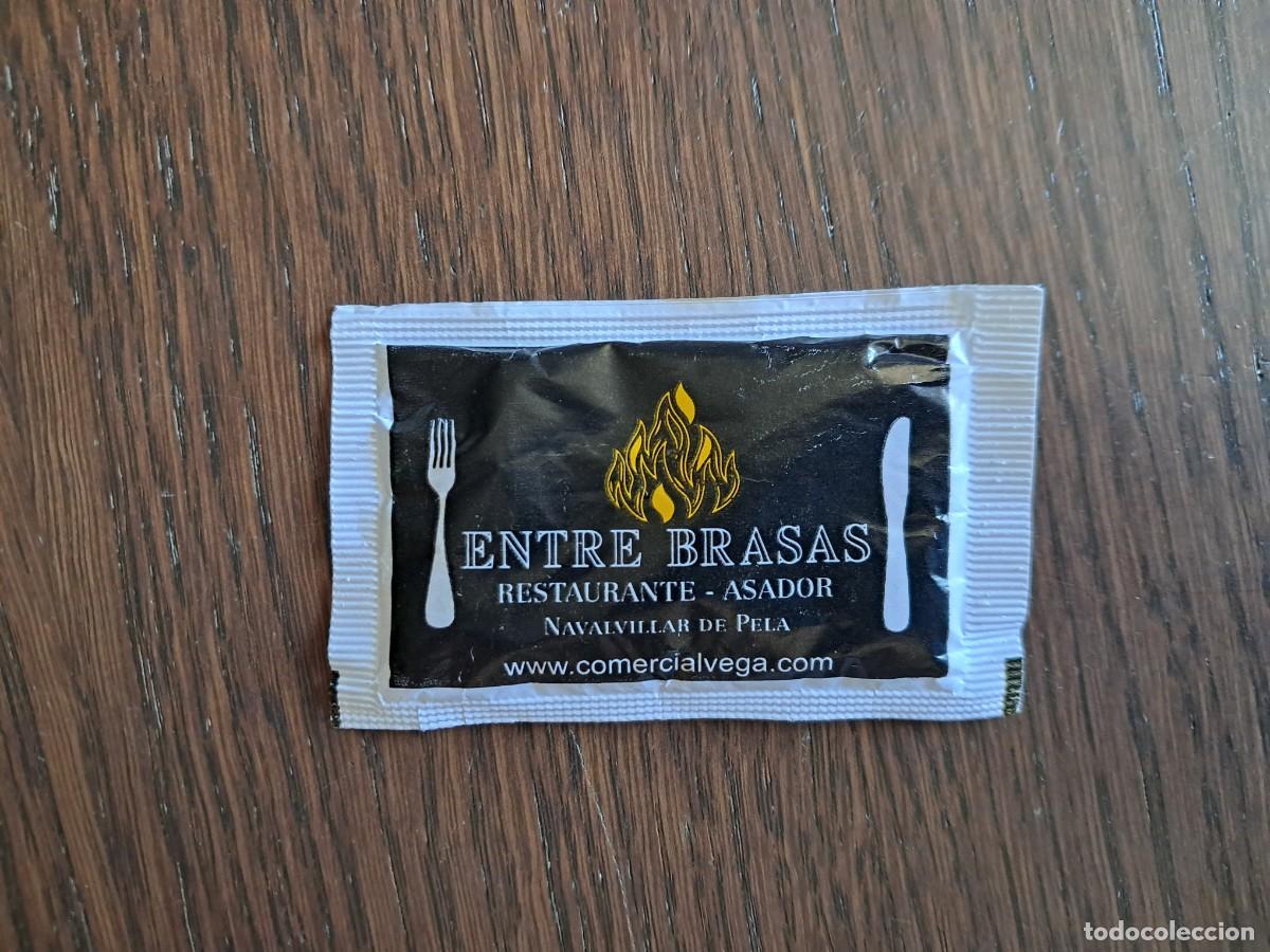 Sobres de az&uacute;car de colecci&oacute;n: sobre de az&uacute;car vac&iacute;o publicitario, restaurante asador entre brasas, Navalvillar De Pela, Badajoz