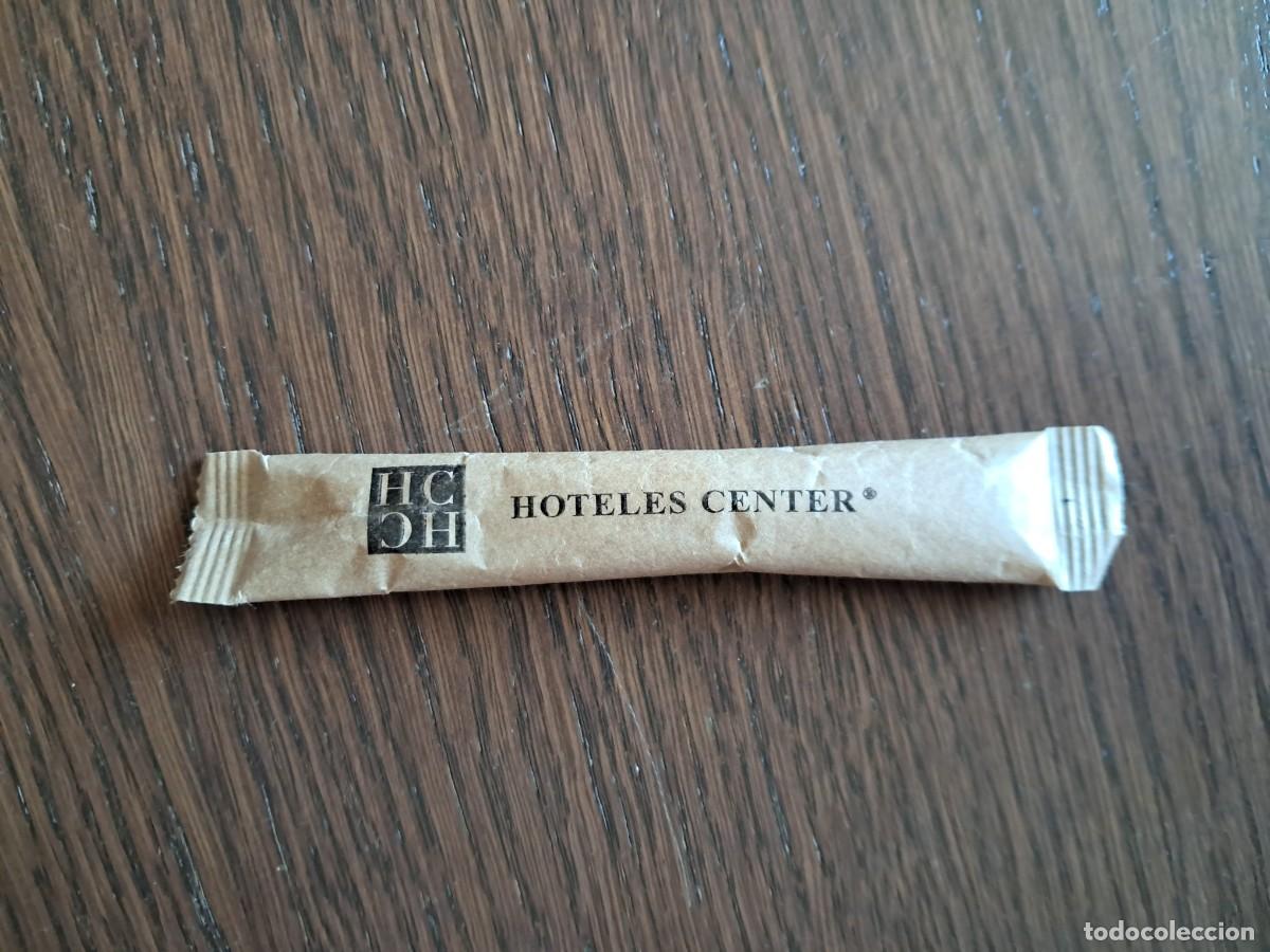 Sobres de az&uacute;car de colecci&oacute;n: sobre de az&uacute;car vac&iacute;o publicitario, hoteles Center. az&uacute;car moreno.