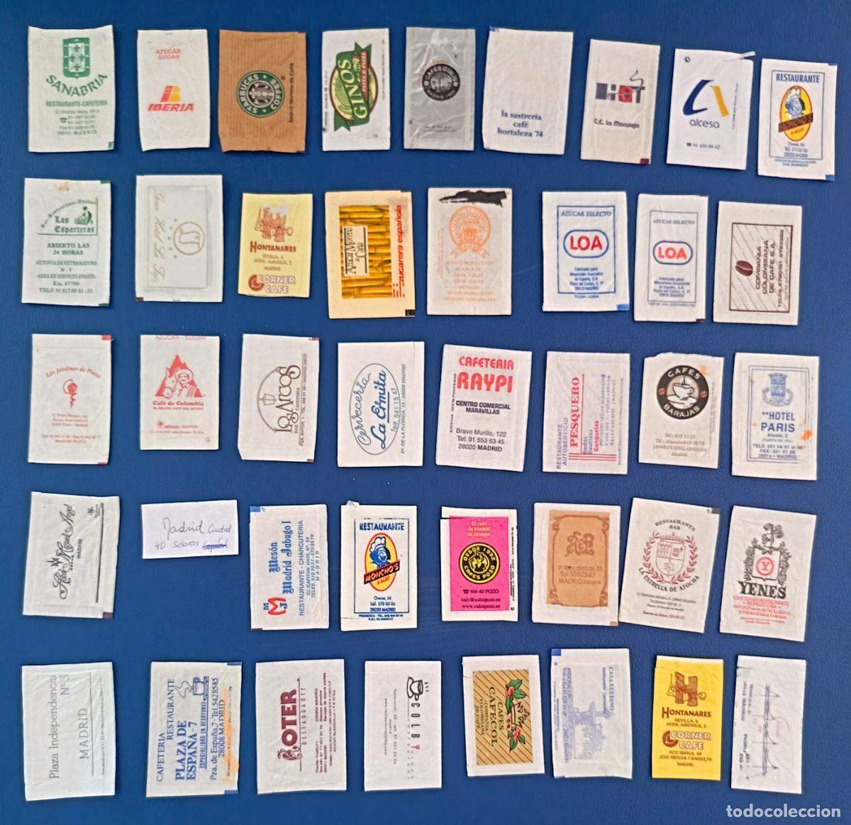 Sobres de az&uacute;car de colecci&oacute;n: 40 Sobres de azucar. Madrid ciudad. Uno abierto como un libro.