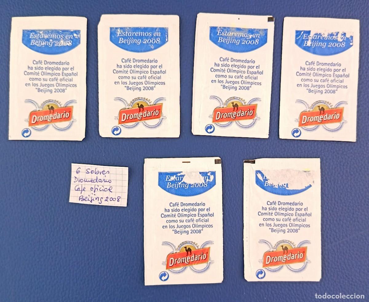 Sobres de az&uacute;car de colecci&oacute;n: 6 Sobres de azucar. Dromedario. Cafe oficial en los juegos olimpicos Be&iuml;jing 2008.