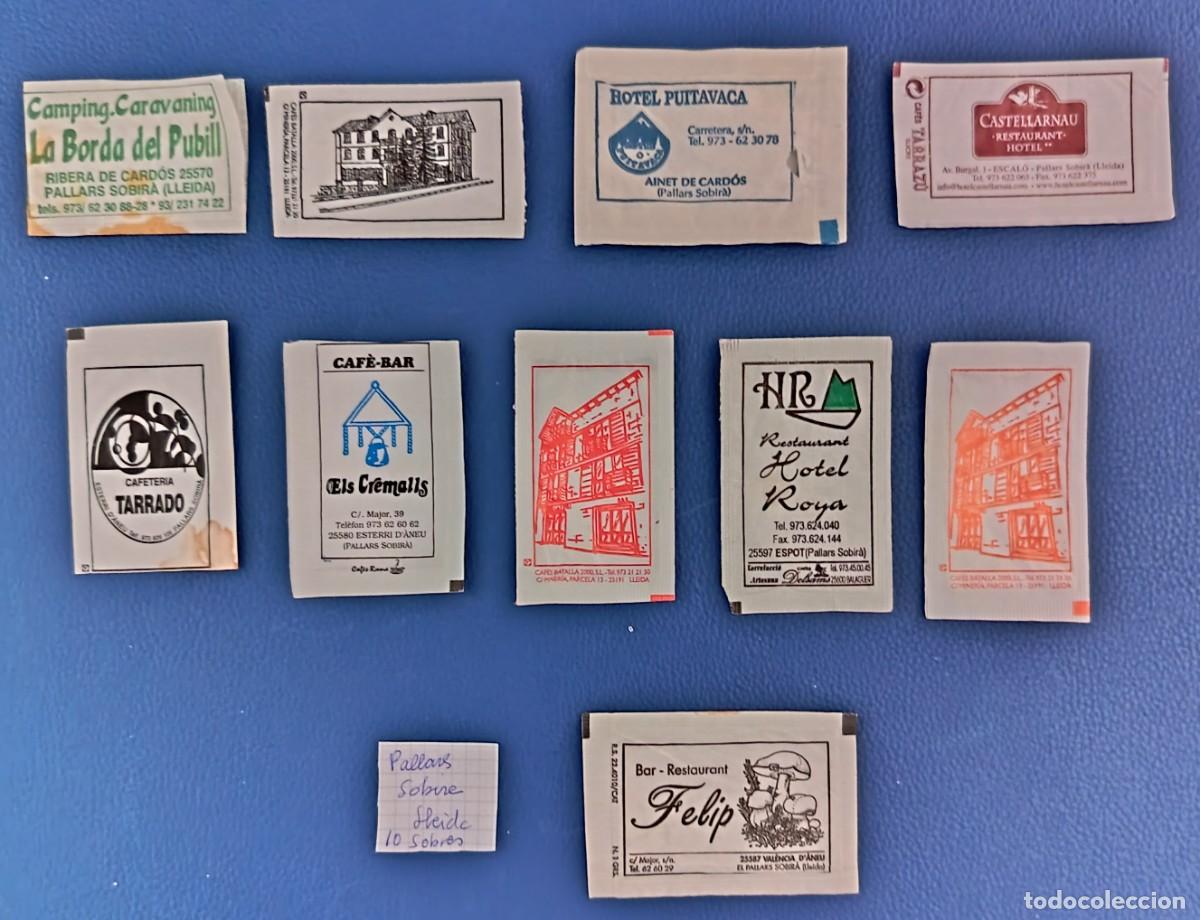 Collection sugar packets: 10 Sobres de azucar. Pallars Sobira. Lleida. 2 Abiertos como un libro.