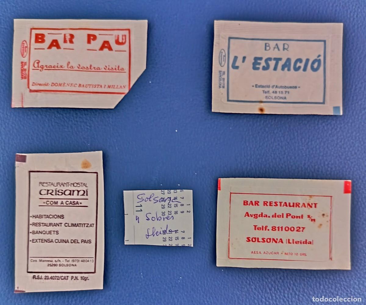 Sobres de az&uacute;car de colecci&oacute;n: 4 Sobres de azucar. Solsona. Lleida. 2 Abiertos como un libro.