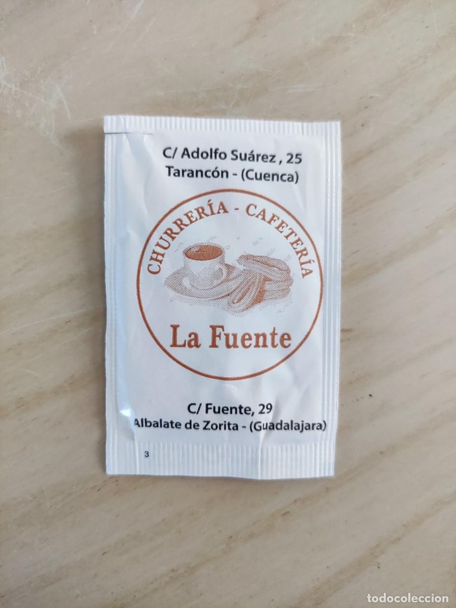 Collection sugar packets: SOBRE AZUCAR VACIO - CHURRER&Iacute;A LA FUENTE / TARANCON CUENCA ALBALATE GUADALAJARA - CAFE TEMPLO