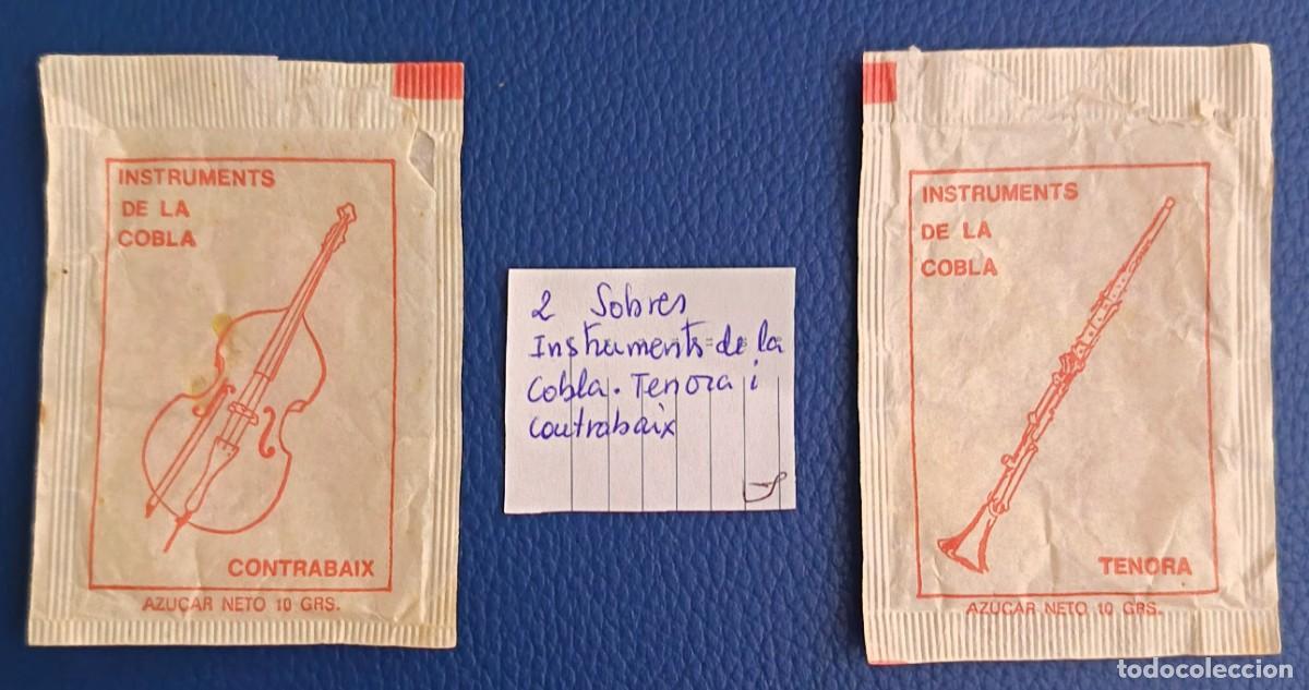 Sobres de az&uacute;car de colecci&oacute;n: 2 Sobres de azucar. Instruments de la cobla, tenora y contrabaix. Mayse. Sardana.