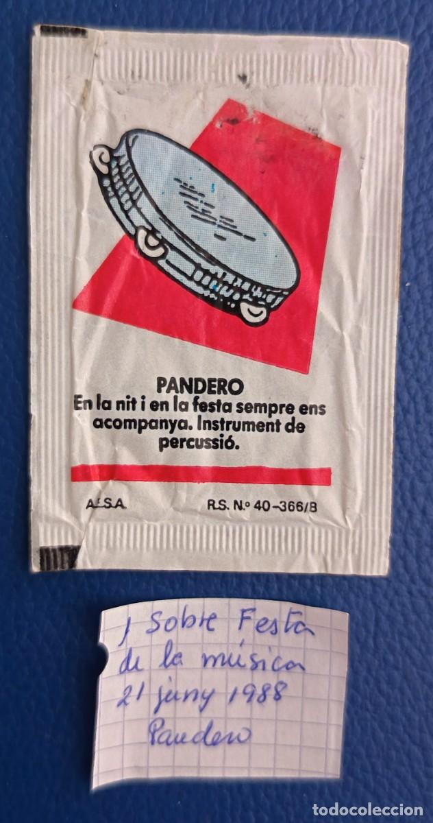 Sobres de az&uacute;car de colecci&oacute;n: Sobre de azucar. Festa de la M&uacute;sica. 21 de juny 1988. L'estiu comen&ccedil;a amb m&uacute;sica. Pandero.