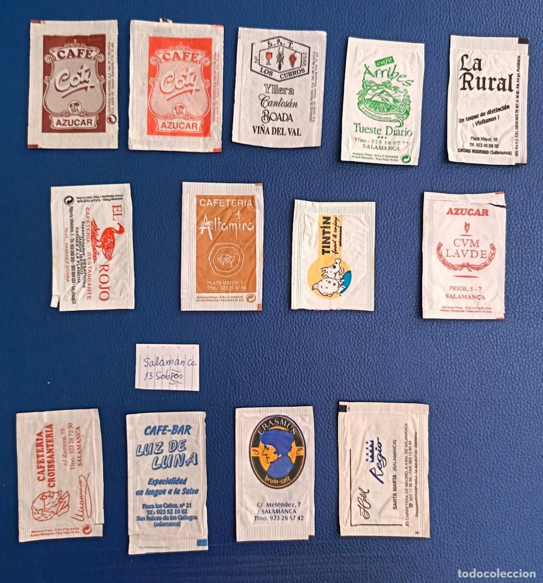 Sobres de az&uacute;car de colecci&oacute;n: 13 Sobre de azucar. Salamanca. Uno abierto como un libro.