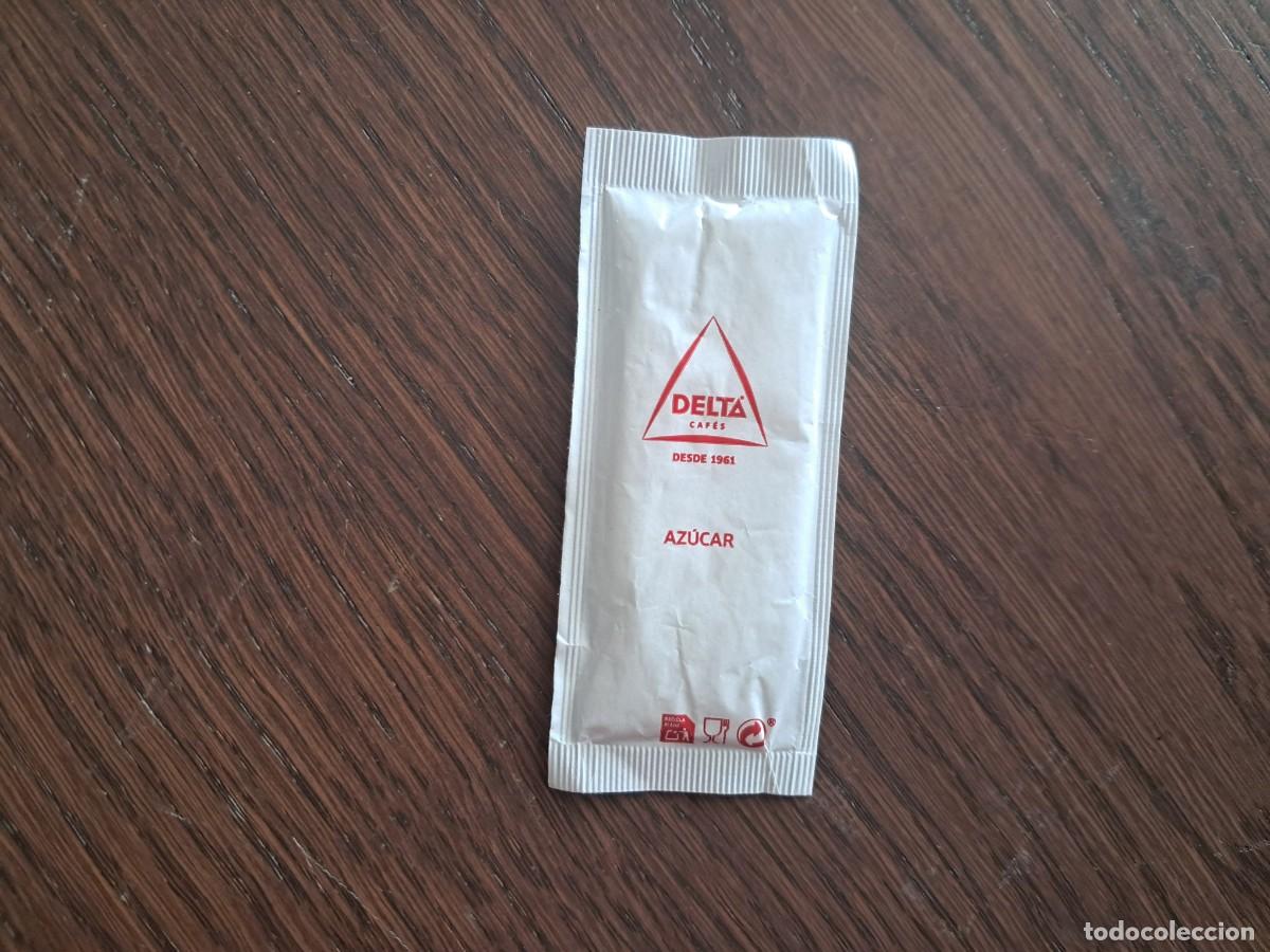 Sobres de az&uacute;car de colecci&oacute;n: sobre de az&uacute;car vac&iacute;o publicitario, Delta caf&eacute;s.