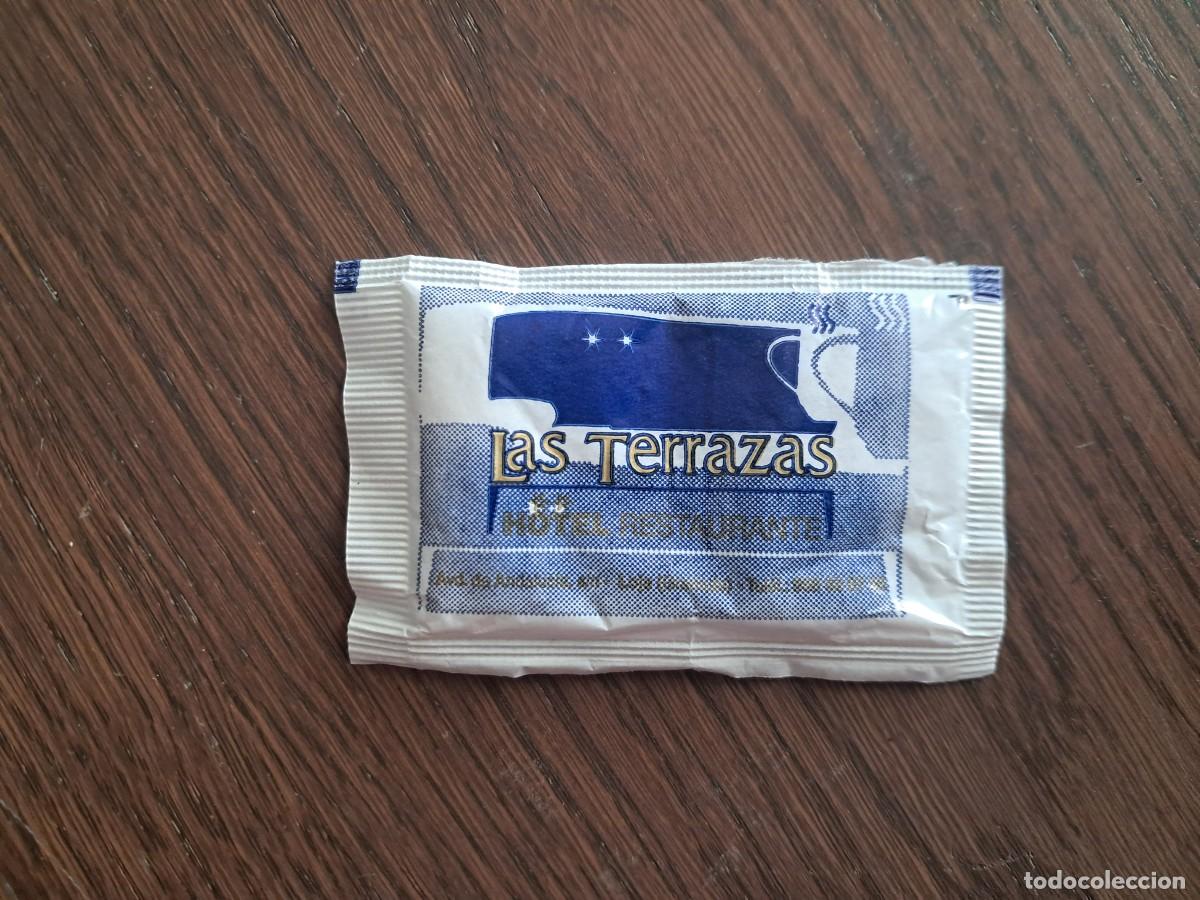 Pacotes de A&ccedil;&uacute;car de cole&ccedil;&atilde;o: sobre de az&uacute;car vac&iacute;o publicitario, hotel restaurante las terrazas, Loja, Granada.