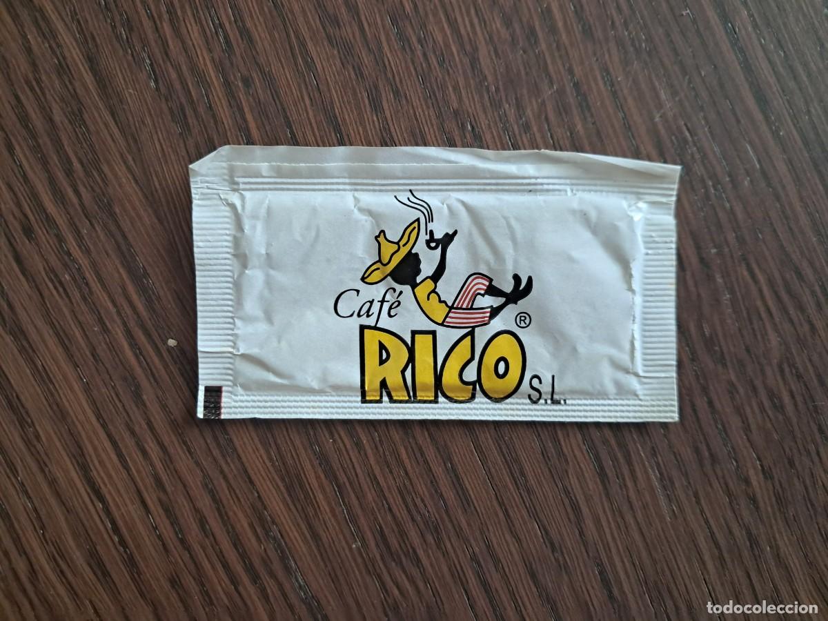 Sobres de az&uacute;car de colecci&oacute;n: sobre de az&uacute;car vac&iacute;o, caf&eacute; rico, Mallorca.
