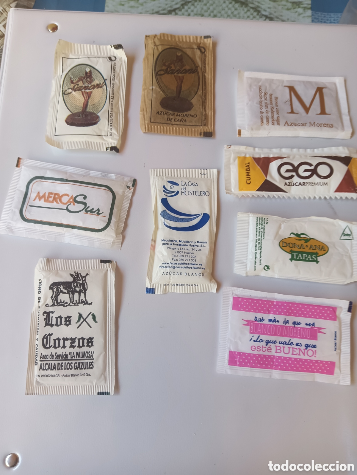 Sobres de az&uacute;car de colecci&oacute;n: 9 sobres de az&uacute;car llenos