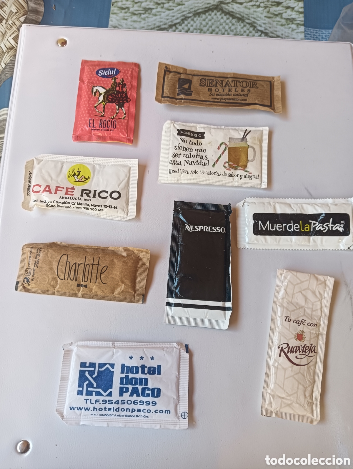 Sobres de az&uacute;car de colecci&oacute;n: 9 sobres az&uacute;car llenos