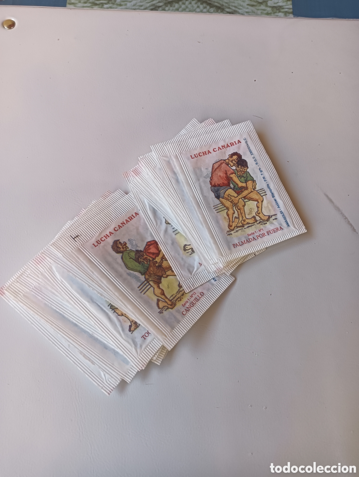Sobres de az&uacute;car de colecci&oacute;n: Colecci&oacute;n 24 sobres az&uacute;car, lucha canaria,