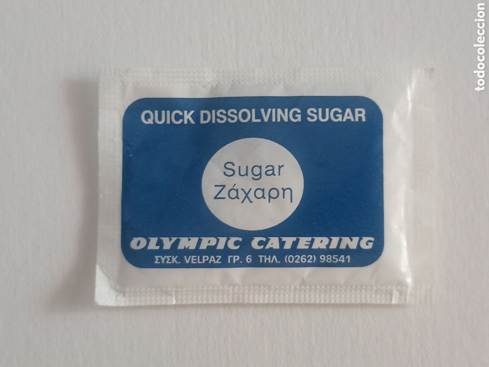 Sobres de az&uacute;car de colecci&oacute;n: 1 Azucarillo lleno - Olympic Catering - A&ntilde;os 90 - Pedido m&iacute;nimo 3 &euro;