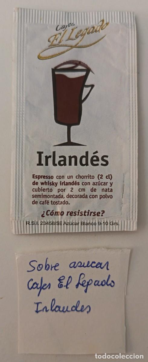 Sobres de az&uacute;car de colecci&oacute;n: Sobre de azucar. Cafes El Legado Irlandes.
