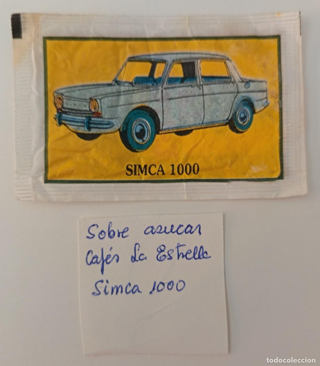 Sobres de az&uacute;car de colecci&oacute;n: Sobre de azucar. Cafes la Estrella. Simca 1000.