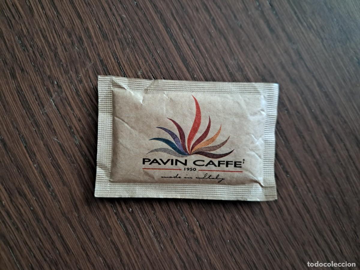 Sobres de az&uacute;car de colecci&oacute;n: sobre de az&uacute;car vac&iacute;o publicitario, Pavin caffe, az&uacute;car moreno de ca&ntilde;a.