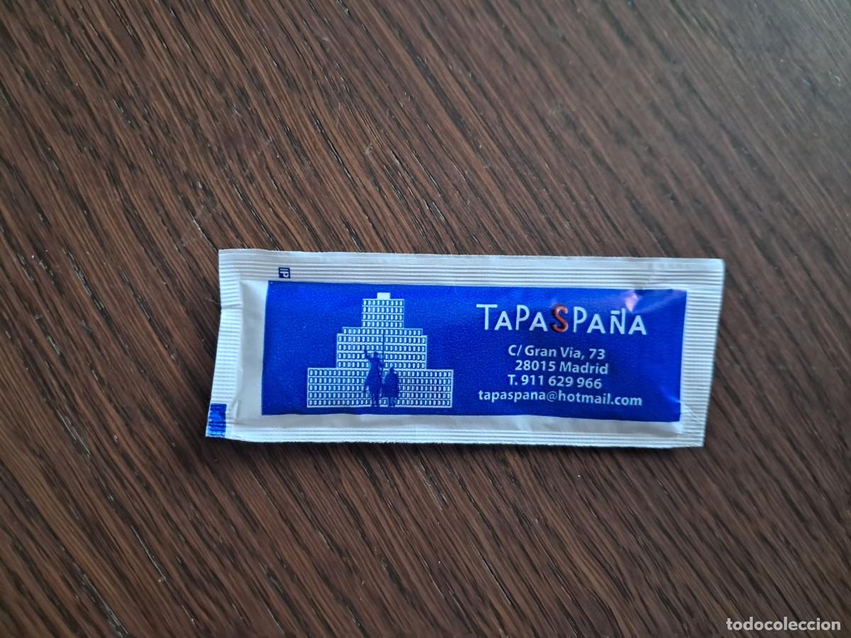 Sachets de sucre de collection: sobre de az&uacute;car vac&iacute;o publicitario, tapaspa&ntilde;a-mes&oacute;n O'Luar, Madrid.