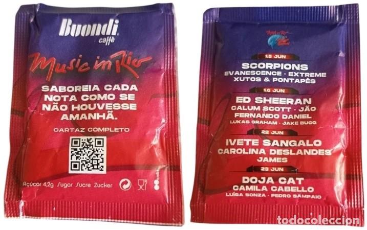 Sobres de az&uacute;car de colecci&oacute;n: Portugal Sachet Sucre Sugar Festival Music in Rio Scorpions Ed Sheeran RP818