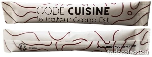 Sobres de az&uacute;car de colecci&oacute;n: Francia Sachet Sucre Sugar B&ucirc;chette Code Cuisine le Traiteur Grand Est RP823