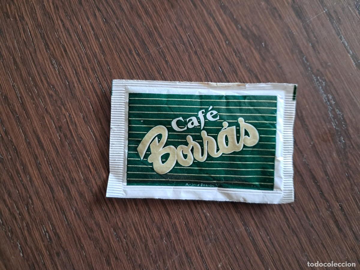 Pacotes de A&ccedil;&uacute;car de cole&ccedil;&atilde;o: sobre de az&uacute;car vac&iacute;o publicitario, caf&eacute; Borr&aacute;s.