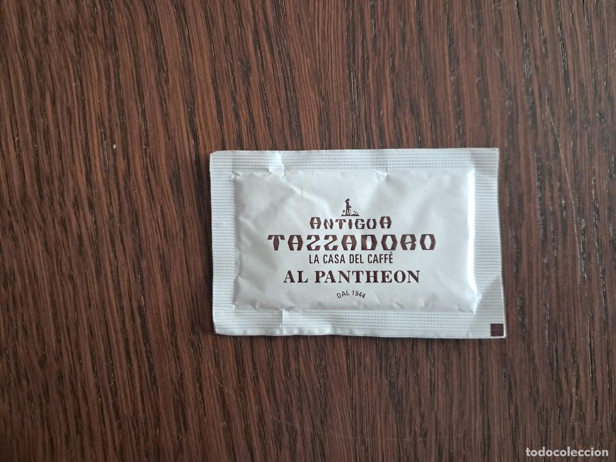 Sobres de az&uacute;car de colecci&oacute;n: sobre de az&uacute;car vac&iacute;o publicitario, antigua tazzadoro, la casa del caf&eacute;. al pantheon. Italia.