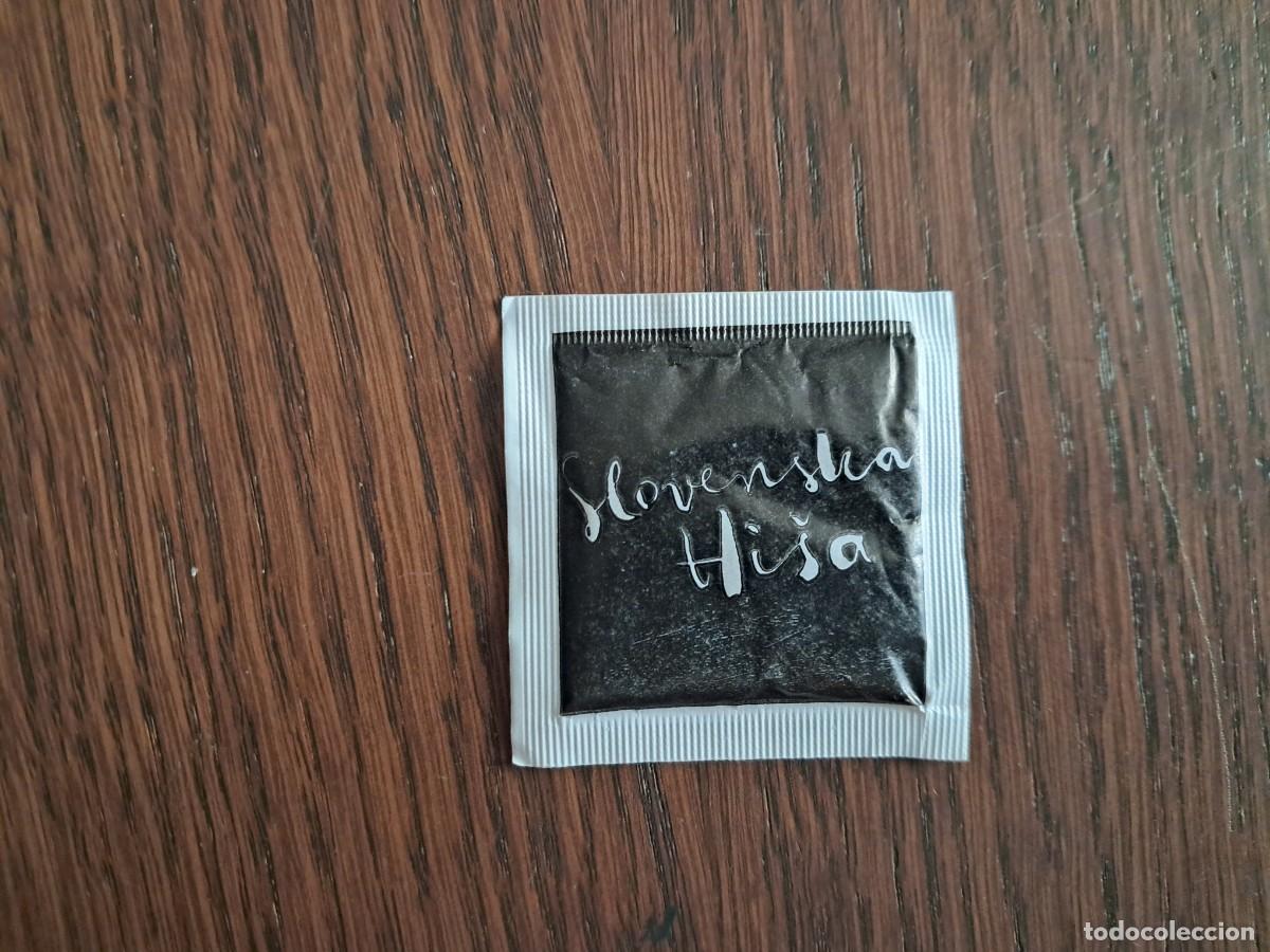 Bustine di zucchero di collezione: sobre de az&uacute;car vac&iacute;o publicitario, restaurante Slovenska Hisa, Eslovaquia.