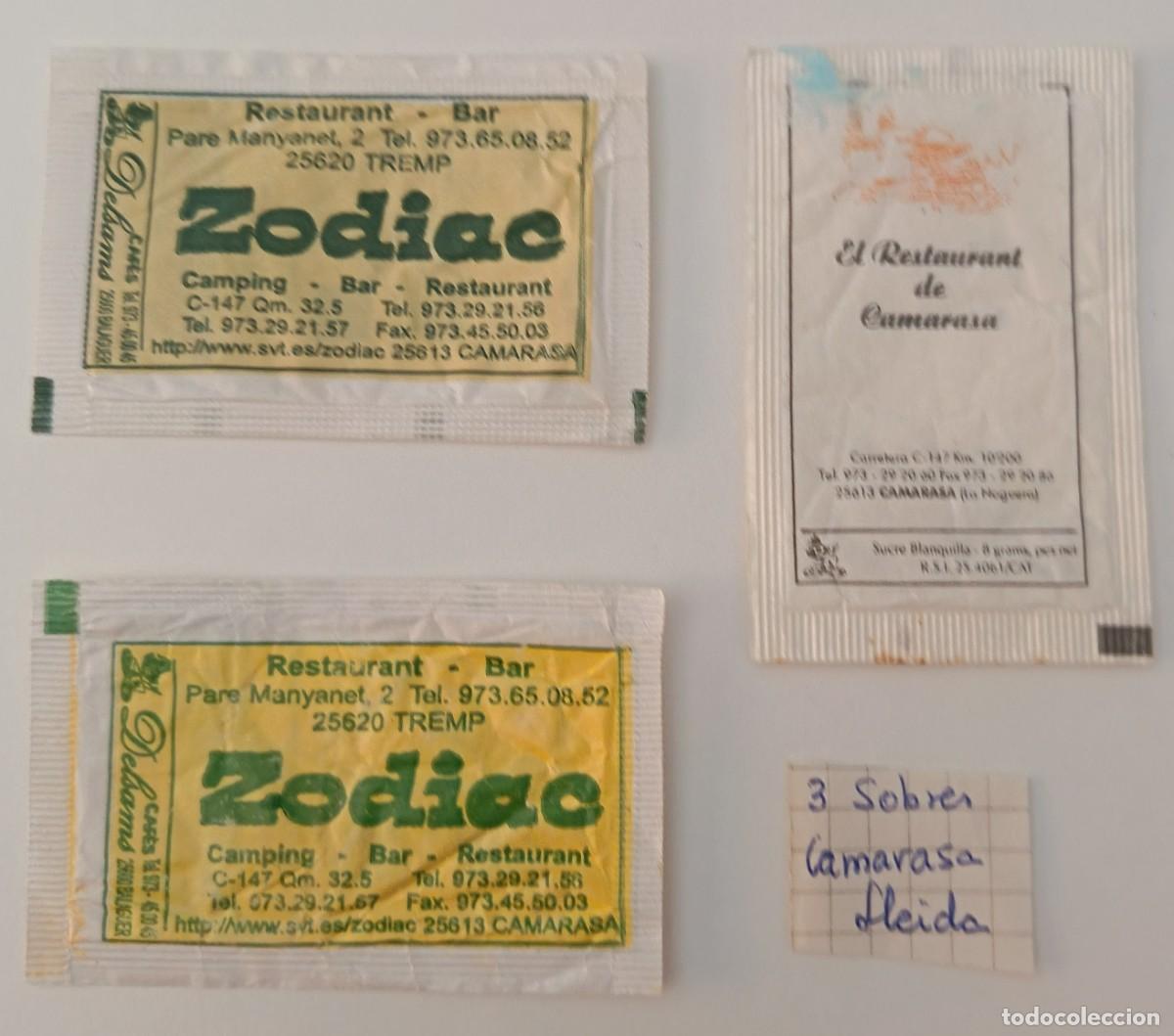 Sammlung von Zuckerbeuteln: Sobres de azucar. 3 Sobres de azucar Camarasa. Lleida.