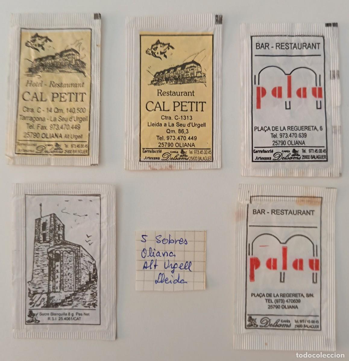 Sammlung von Zuckerbeuteln: Sobres de azucar. 5 Sobres de azucar Oliana. Alt Urgell. Lleida.