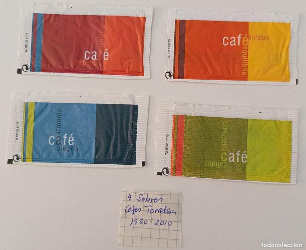 Sobres de az&uacute;car de colecci&oacute;n: Sobres de azucar. 4 Sobres de azucar. Cafes Torrelsa. 1950 - 2010.