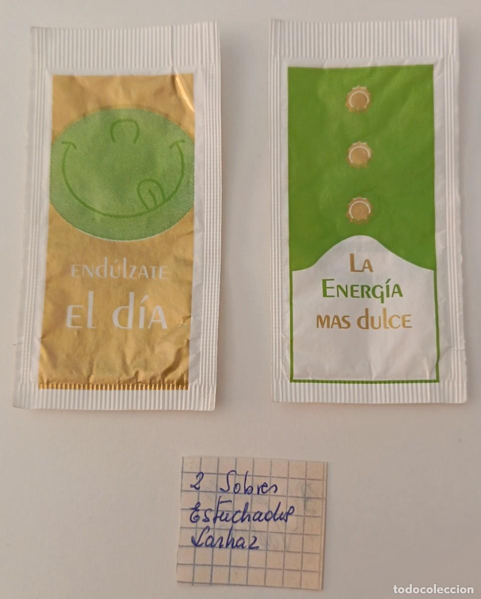 Sobres de az&uacute;car de colecci&oacute;n: Sobre de azucar. 2 Sobres de azucar. Estuchados Larhaz. La energia + dulce.