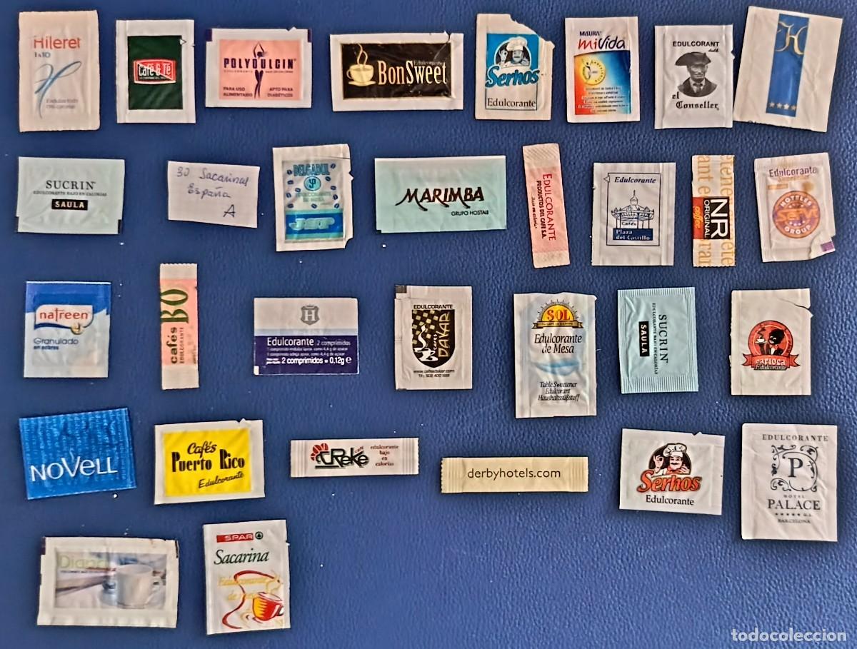 Sobres de az&uacute;car de colecci&oacute;n: Sobres de azucar. 30 Sobre de sacarinas. Variadas.