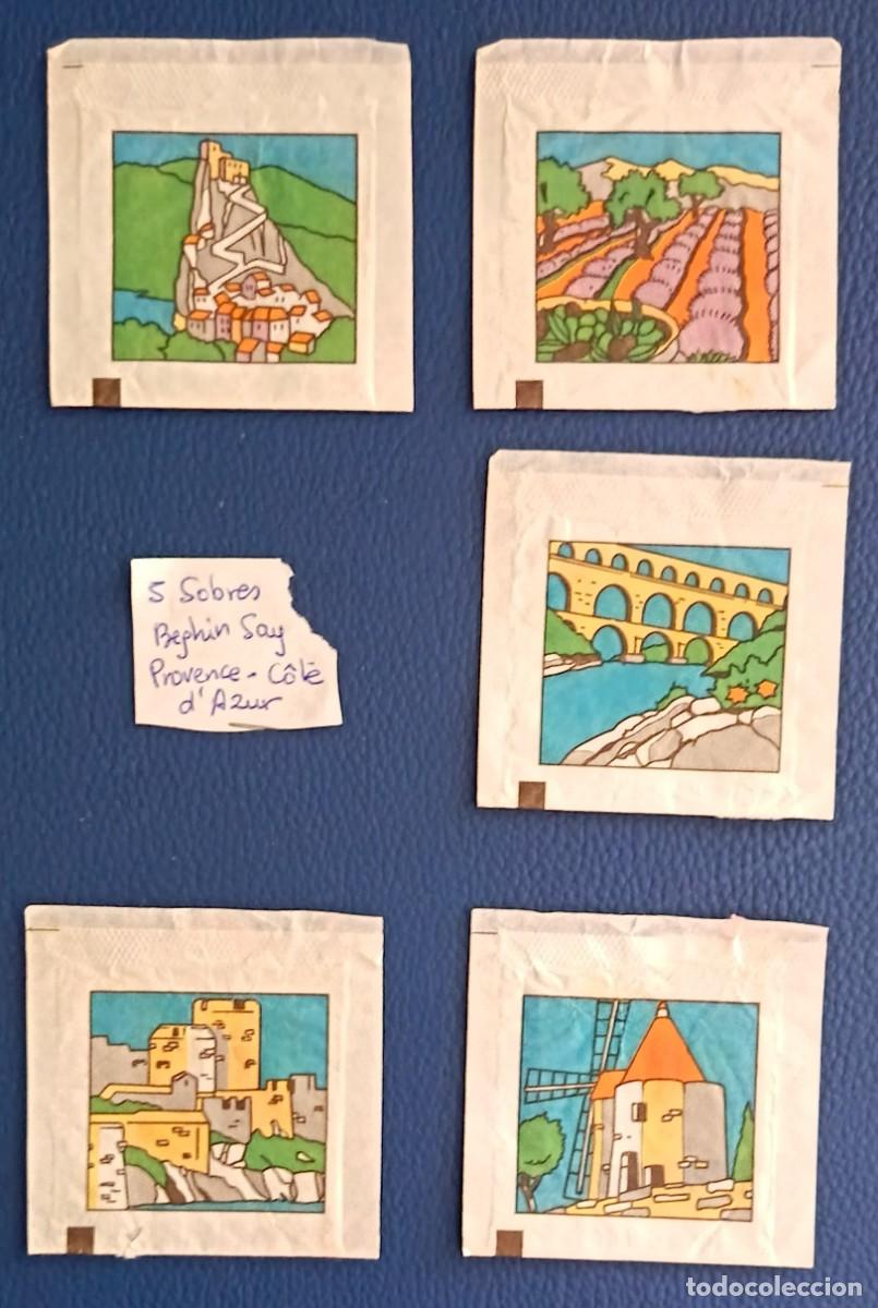 Sobres de az&uacute;car de colecci&oacute;n: Sobres de azucar. 5 Sobres de azucar. Beghin Say. Provence. Cote D' Azur.