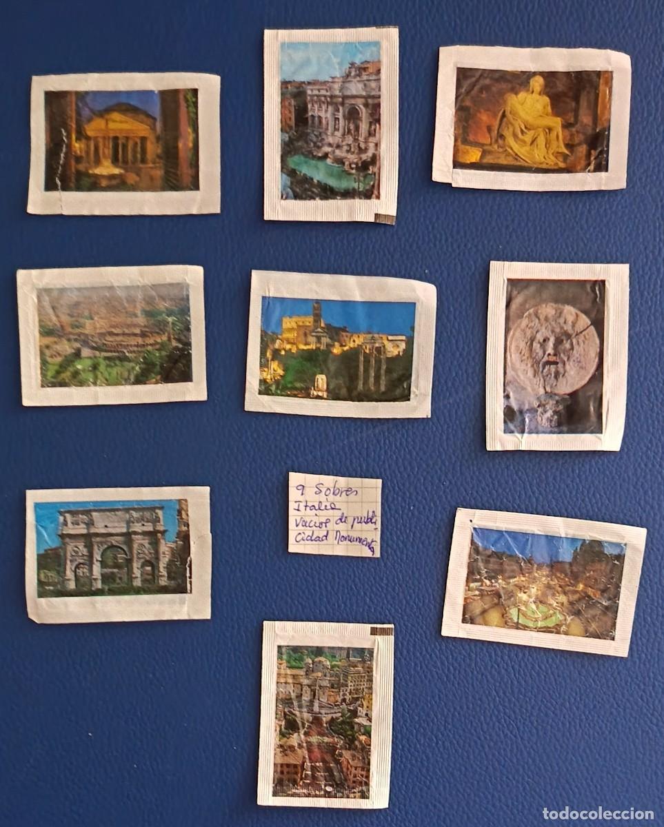 Sobres de az&uacute;car de colecci&oacute;n: Sobres de azucar. 9 Sobres de azucar. Italia. Monumentos. Vacio de publicidad. 3 Cortados por detras
