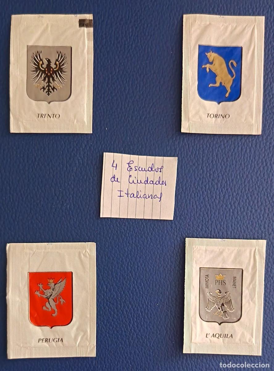 Sobres de az&uacute;car de colecci&oacute;n: Sobres de azucar. 4 Sobres de azucar. Escudos de ciudades Italianas.