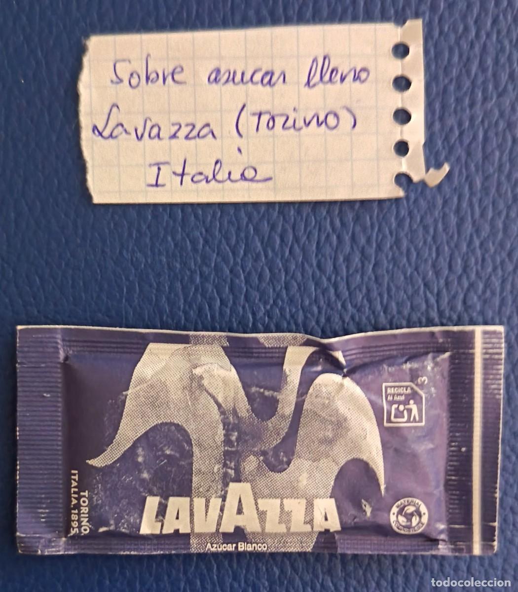 Sobres de az&uacute;car de colecci&oacute;n: Sobres de azucar. 1 Sobre de azucar. Lavazza. Lleno de azucar. Torino. Italia.