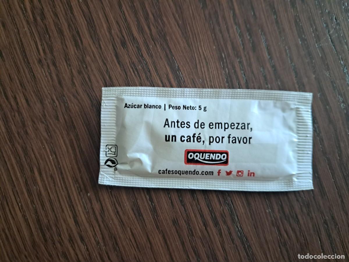 Sammlung von Zuckerbeuteln: sobre de az&uacute;car vac&iacute;o, caf&eacute;s oquendo.