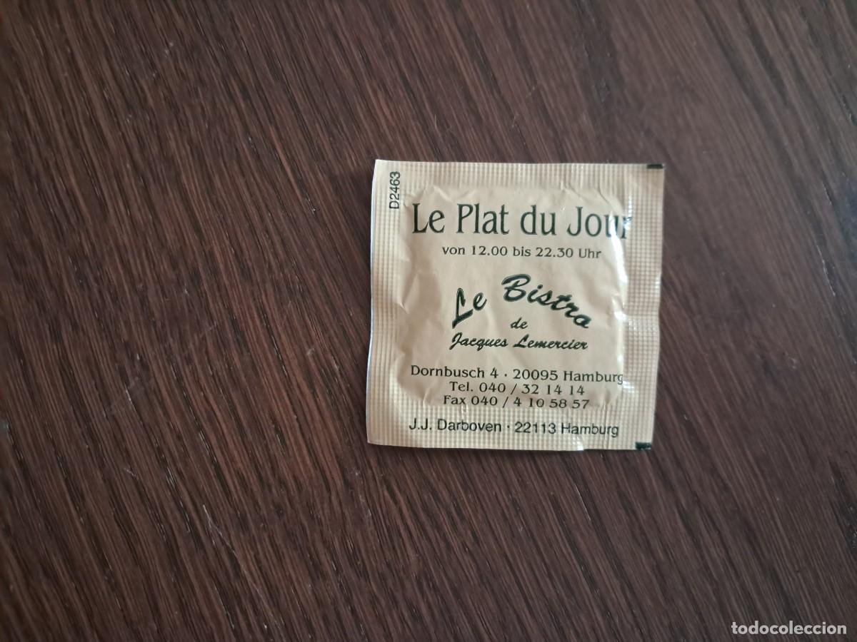 Sobres de az&uacute;car de colecci&oacute;n: sobre de az&uacute;car vac&iacute;o publicitario, Le bistro de Jacques Lemercier, Hamburgo, Alemania.