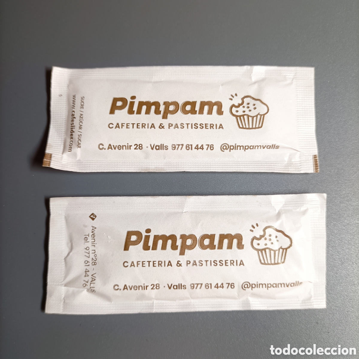 Sobres de az&uacute;car de colecci&oacute;n: LOTE 2 SOBRES AZ&Uacute;CAR SIN ABRIR. PIMPAM CAFETER&Iacute;A Y PASTISSERIA