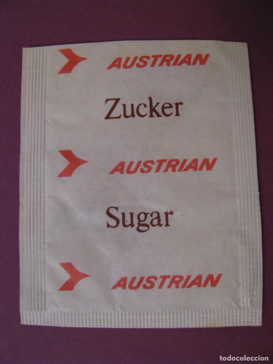 Sobres de az&uacute;car de colecci&oacute;n: SOBRE DE AZUCAR. ABIERTA, USADA. AUSTRIAN AIRLINES.