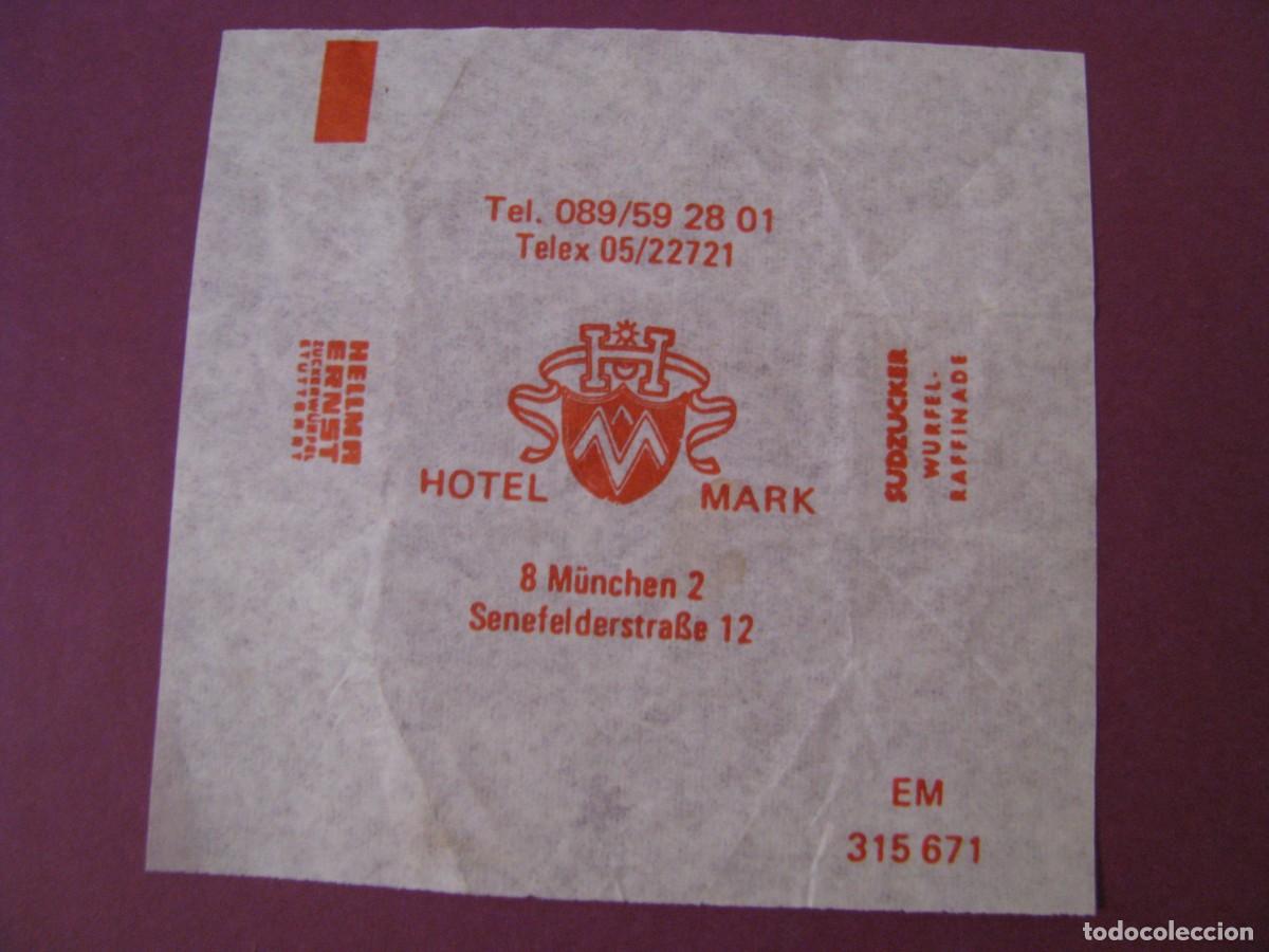 Sobres de az&uacute;car de colecci&oacute;n: ENVOLTORIO DE TERR&Oacute;N DE AZ&Uacute;CAR. HOTEL MARK, MUNCHEN, MUNICH. ALEMANIA